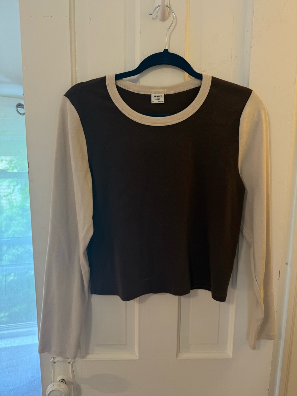Sunday Best Brown Body with Cream Sleeves Long Sleeve Top